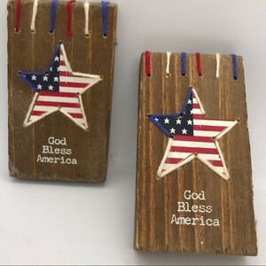 Patriotic American Star Flag Magnet Set of Two primitives of Kathy NWT